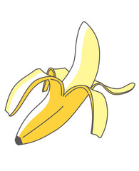 バナナのアイコン　イラスト主線　夏のイメージのシンプルで可愛いイラスト　アイコン