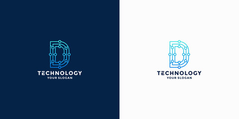 letter D tech logo design inspiration
