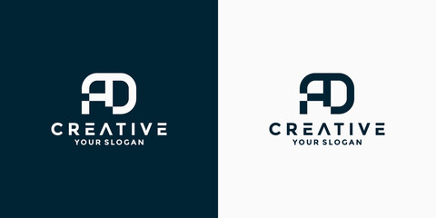 AD logo design initials logo company