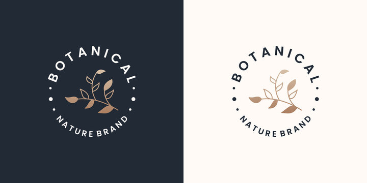 botanical logo design emblem for nature brand