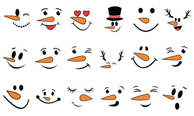 Snowman Faces Winter Snowman Faces