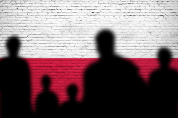 The refugees migrate to Poland . Silhouette of illegal immigrants . Europe union migration policy....