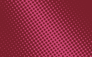 Pop art creative concept colorful comics book magazine cover. Polka dots pink background. Cartoon halftone retro pattern. Abstract dotted design for poster, card, banner, empty bubble