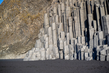 Halsanefshellir Cave in Iceland, basalt rock cave