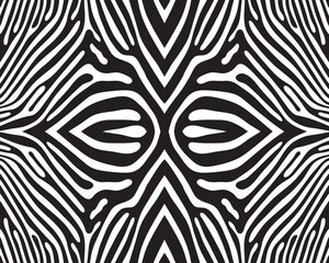 Fototapeta na wymiar Seamless pattern of zebra skin, black and white illustration