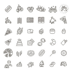 Fast food vector outline icons set. Cooking. vector collection