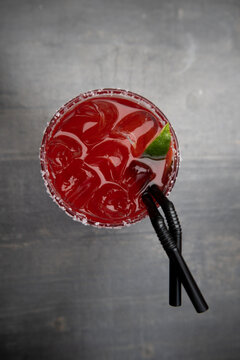 Strawberry Margarita Drink Overhead