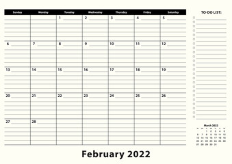 February 2022 Monthly Business Desk Pad Calendar.