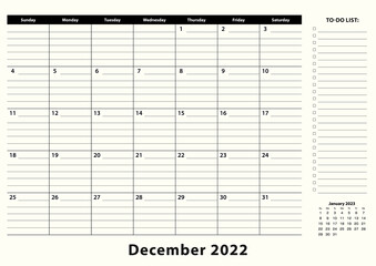 December 2022 Monthly Business Desk Pad Calendar.