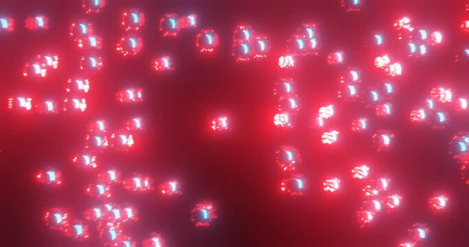 3d render with red and fiolet energy particles