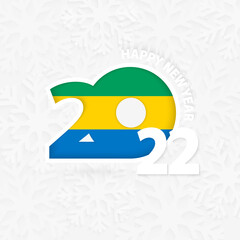 Happy New Year 2022 for Gabon on snowflake background.