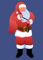 Santa Claus with a bag cartoon vector illustration. 