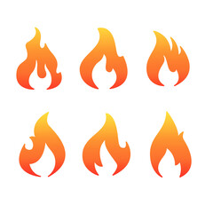 Set of fire flames with gradient 