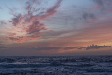 A view of Atlantic Sea in the Coast of Oia, Galicia, in the blue hour