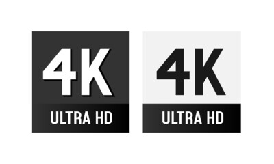 4k ultra HD, black and white badges. 4K video resolution, vector illustration.	