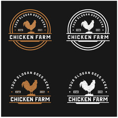Vintage retro chicken farm logo Premium Vector