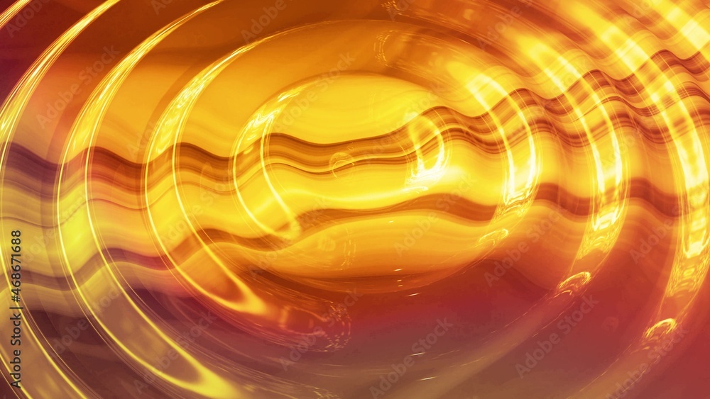 Poster abstract background with wavy sparkling golden liquid pattern on shiny glossy surface. viscous yello