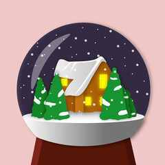 Snow globe vector illustration.