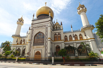 The Sultan Mosque or Masjid Sultan located at Muscat Street and North Bridge Road in Singapore's Kampong Glam district.