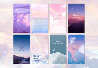 Aesthetic New Year Mobile Wallpaper Layout Set