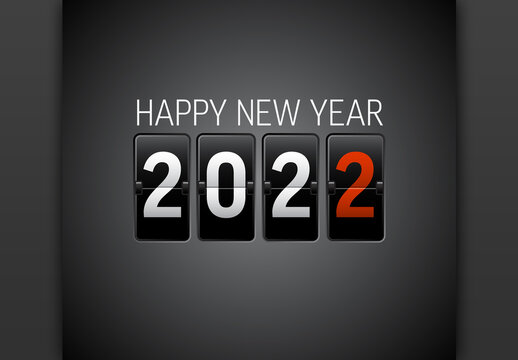 Vector Modern Minimalistic Happy New Year Card 2022