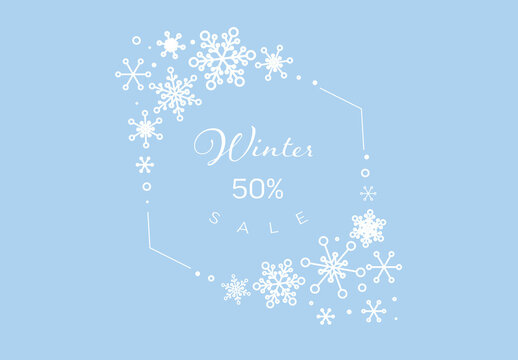 Winter Cold Blue Snowflakes Frame Layout