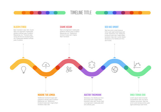 Thick Line Infogrpahic Horizontal Timeline Diagram Layout