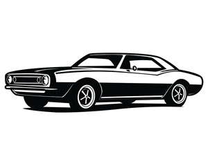 american muscle car isolated side view white background. best for logos, badges, emblems, icons, available in eps 10.