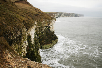 Fototapeta na wymiar Flamborough cliffs in February, England UK