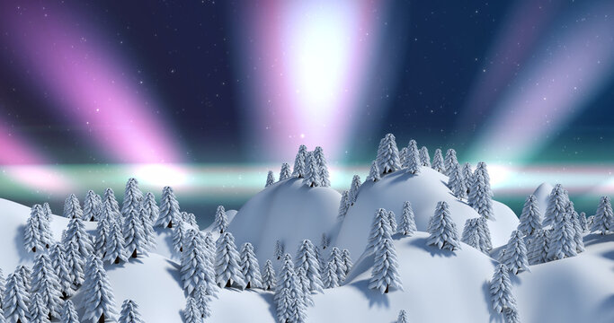 Image of winter scenery at christmas over aurora