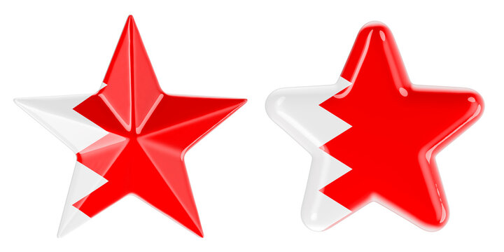 Stars with Bahraini flag, 3D rendering