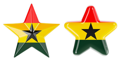 Stars with Ghanaian flag, 3D rendering