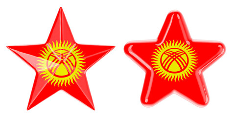 Stars with Kyrgyz flag, 3D rendering