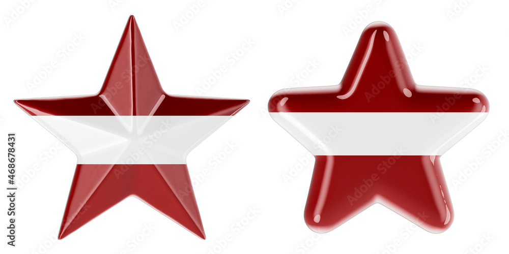 Poster stars with latvian flag, 3d rendering
