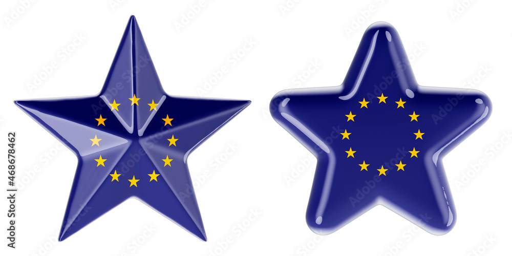 Poster stars with the eu flag, 3d rendering