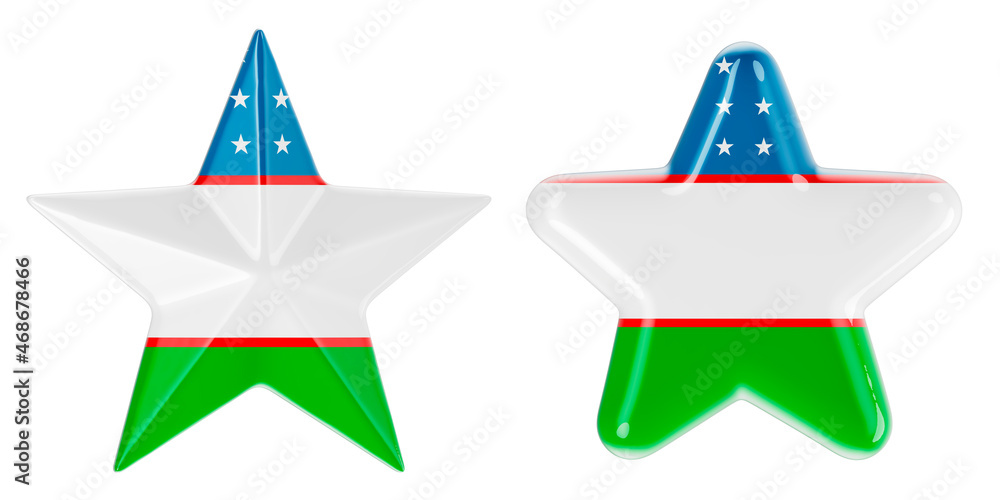 Poster stars with uzbek flag, 3d rendering