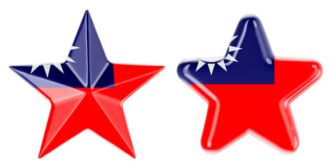 Stars with Taiwanese flag, 3D rendering