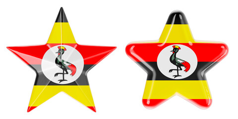 Stars with Ugandan flag, 3D rendering