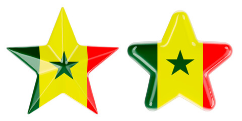 Stars with Senegalese flag, 3D rendering
