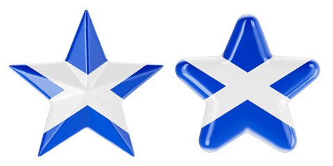 Stars with Scottish flag, 3D rendering