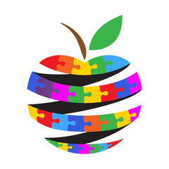 Colorful vector apple from puzzle ribbon