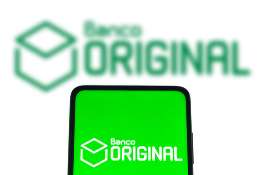 November 11, 2021, Brazil. In this photo illustration the Banco Original logo seen displayed on a smartphone screen and in the background.