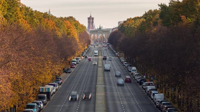 Berlin Cityscape Day Time Lapse in autumn season, Berlin, Germany