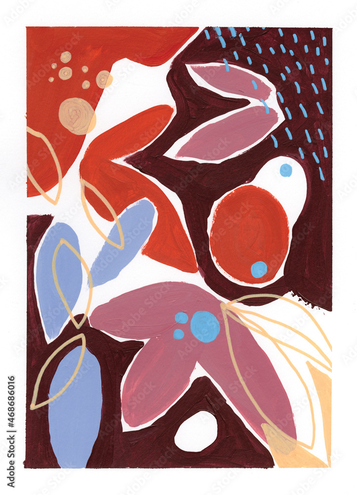 Poster vertical shot of an abstract colorful botanical pattern background