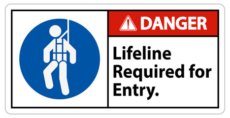 Warning Confined Space Sign Lifeline Required For Entry