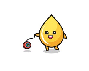 cartoon of cute honey drop playing a yoyo