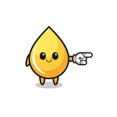 honey drop mascot with pointing right gesture