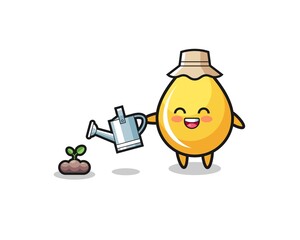Fototapeta premium cute honey drop is watering plant seeds