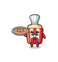 popcorn character as Italian chef mascot