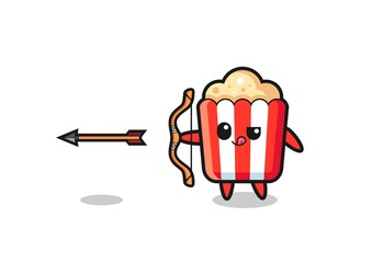 illustration of popcorn character doing archery